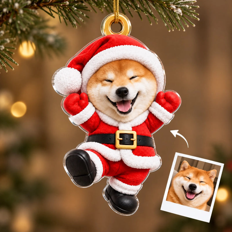 Custom Photo Christmas Characters Gift For Pet Lovers - Personalized Acrylic Ornament