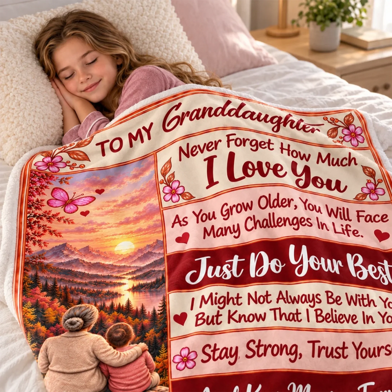 Custom Name Floral Sunset Gifts For Granddaughter - Personalized Blanket