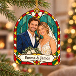 Custom Stained Glass Photo Family Christmas Gifts - Personalized Acrylic Ornament