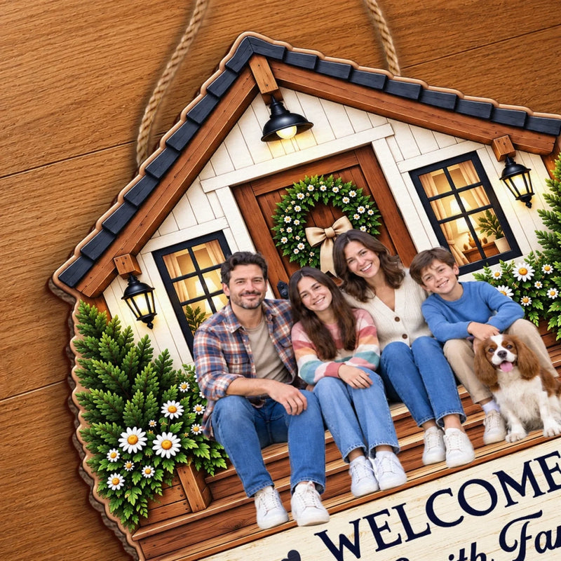Custom Family Photo Welcome Home Decor Gifts For Family - Personalized Wood Sign