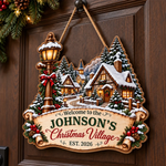Custom Family Name Christmas Village Welcome Sign Gifts For Family - Personalized Wood Sign