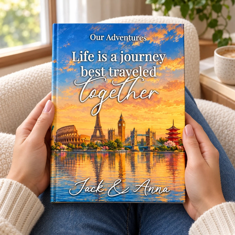 Custom Life Is A Journey Best Traveled Together Couple Gifts - Personalized Hardcover Journal