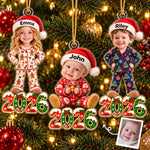 Custom Photo Santa Hat Holiday Pajama Kids Christmas Gifts - Personalized Acrylic Ornament