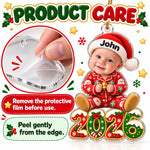 Custom Photo Santa Hat Holiday Pajama Kids Christmas Gifts - Personalized Acrylic Ornament