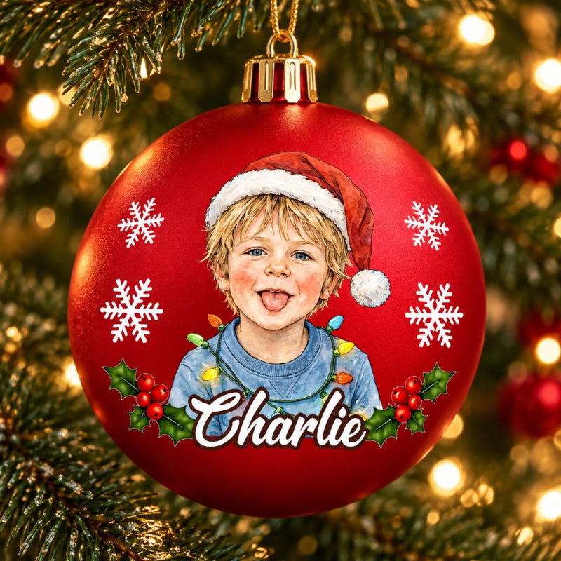 Custom Photo Christmas Keepsake Gifts For Family, Couples, Pet Lovers - Personalized Full Wrap Ball Ornament