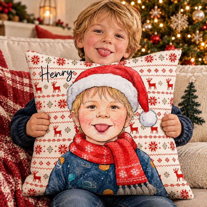 Custom Photo Christmas Sweater Kids Gifts For Family, Kids, Pet Lovers - Personalized Pillow