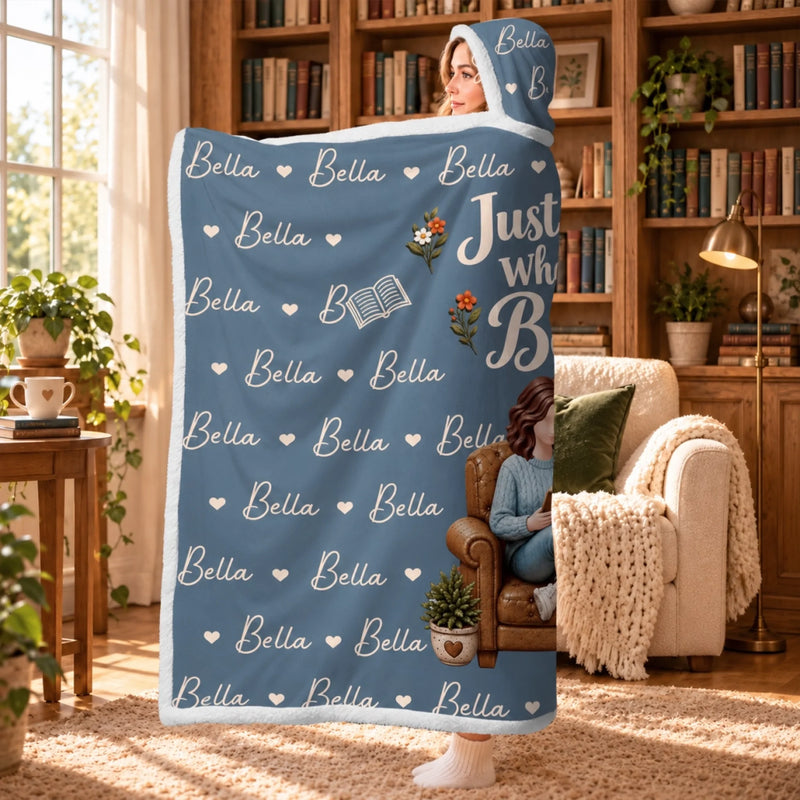 Custom Name Book Lover Reading Nook Gifts For Her - Personalized Snuggle Blanket