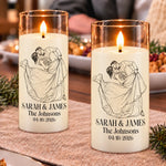 Custom Photo Anniversary Wedding Christmas Gifts For Couple, Husband Wife - Personalized LED Candle Light