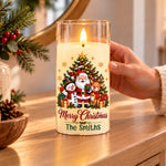 Custom Family Name Santa Christmas Decor - Personalized LED Candle Light