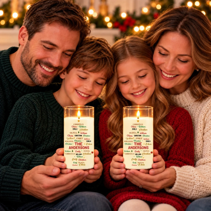 Custom Family Names Christmas Decor Gifts For Mom, Dad, Brother, Sister - Personalized LED Candle Light