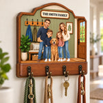 Custom Family Portrait Home Decor Gifts - Personalized Wooden Key Holder