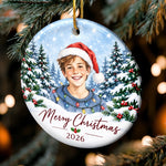 Custom Photo Merry Moments Together Christmas  Gifts For Family, Couples, Kids, Pet Lovers - Personalized Ceramic Ornament