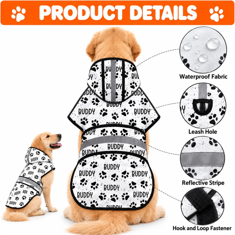Custom Name Paw Print Dog Lover Gifts For Pet Lovers - Personalized Pet Raincoat