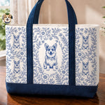 Custom Pet Portrait Floral Gifts For Dog And Cat Lovers - Personalized Canvas Tote Bag