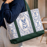 Custom Pet Portrait Floral Gifts For Dog And Cat Lovers - Personalized Canvas Tote Bag