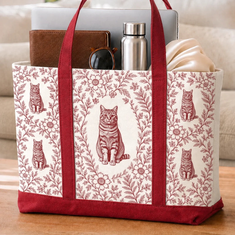 Custom Pet Portrait Floral Gifts For Dog And Cat Lovers - Personalized Canvas Tote Bag