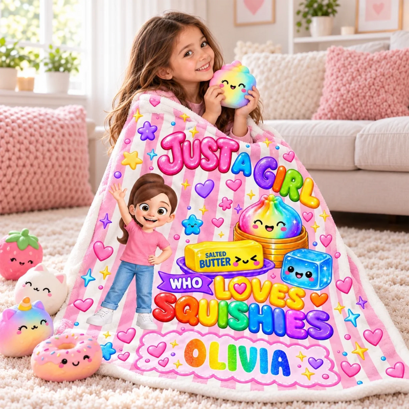 Custom Name Squishy Gifts for Girls - Personalized Blanket