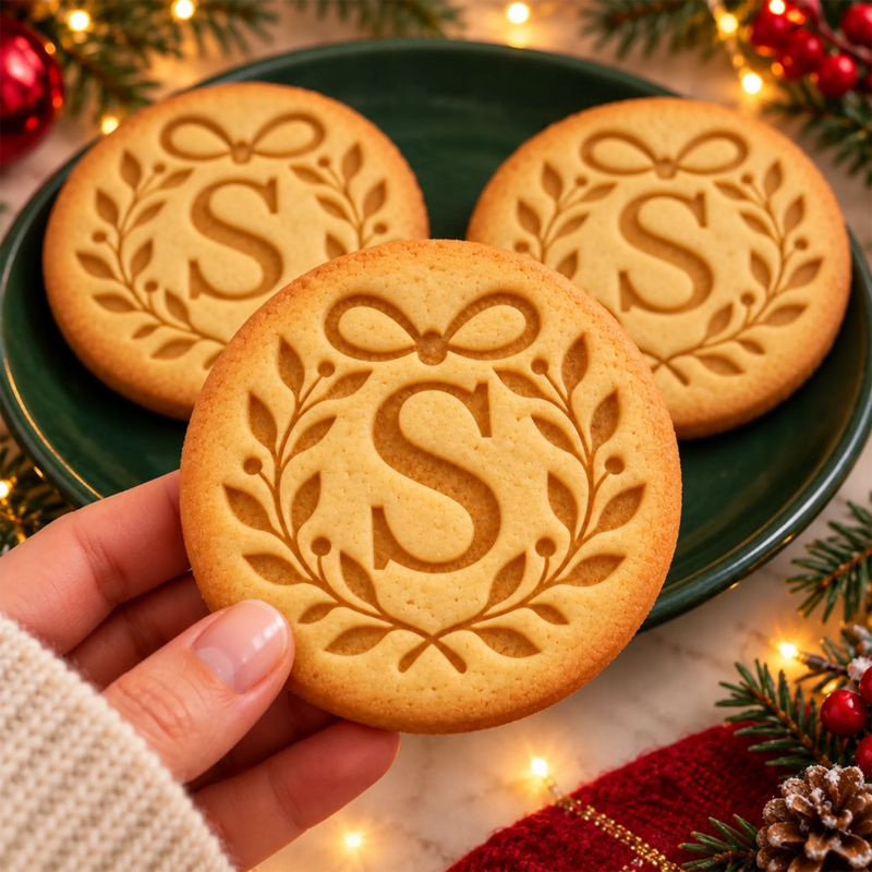 Custom Initial Butterfly Laurel Cookie Gifts - Personalized Cookie Stamp