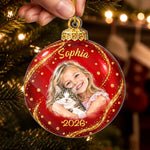 Custom Photo Name Christmas Keepsake Gifts for Kids - Personalized Acrylic Ornament