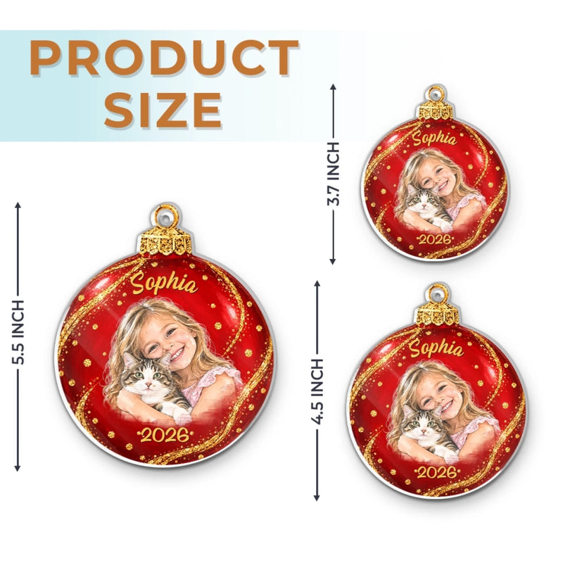 Custom Photo Name Christmas Keepsake Gifts for Kids - Personalized Acrylic Ornament
