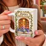 Custom Name Book Nook Gifts for Book Lovers - Personalized Book Shaped Ceramic Mug