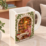 Custom Name Book Nook Gifts for Book Lovers - Personalized Book Shaped Ceramic Mug
