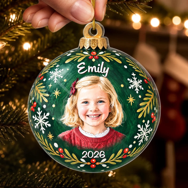 Custom Photo Name Christmas Gifts for Families - Personalized Acrylic Ornament