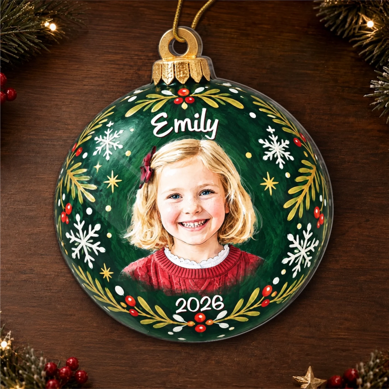 Custom Photo Name Christmas Gifts for Families - Personalized Acrylic Ornament