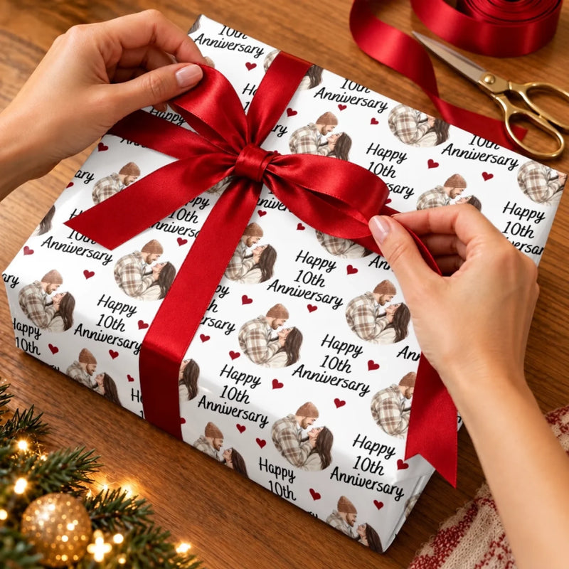 Custom Photo Anniversary Gifts for Couples - Personalized Wrapping Paper
