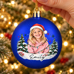 Custom Photo and Name Christmas Tree Gifts for Kids - Personalized Full Wrap Ball Ornament