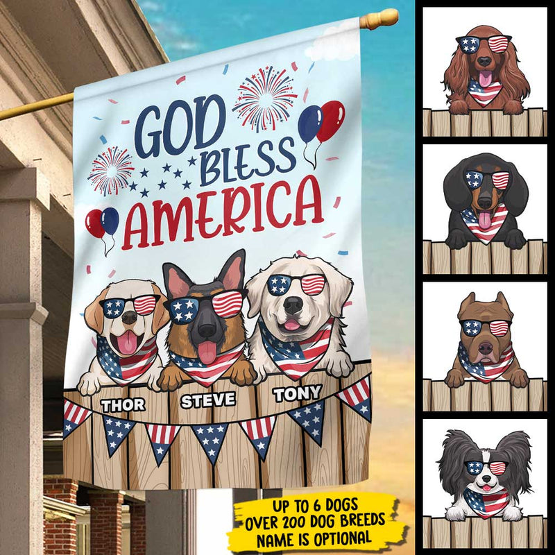 God Bless Our America - 4th Of July Decoration - Personalized Dog Flag