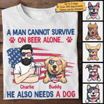 Custom Name Beer and Dog Lover Gifts for Men - Personalized Apparel