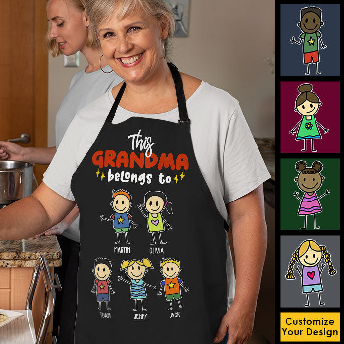 This Grandma Belongs To Grandkids - Gift For Mom, Gift For Grandma - Personalized Apron