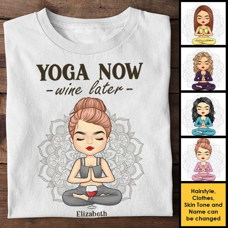 Let's Do Yoga Now And Drink Wine Later - Personalized Unisex T-shirt, Hoodie