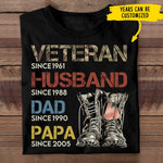 Veteran Papa Since - Gift For 4th Of July - Personalized Unisex T-Shirt
