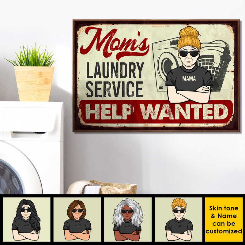 Mom's Laundry Service Help Wanted - Gift For Mom, Personalized Horizontal Poster