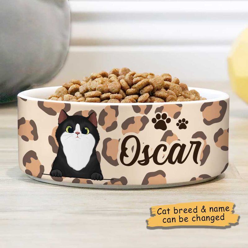 Cheetah Skin, Gift For Cat Lovers - Personalized Custom Ceramic Cat Bowls