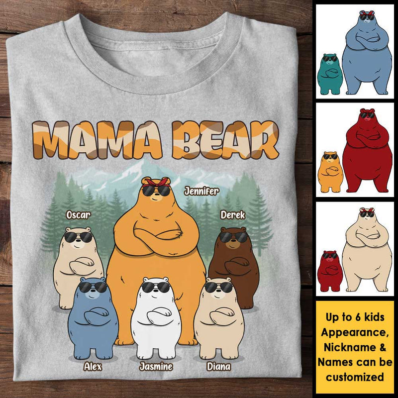 Mama & Kids Bears Family - Personalized Unisex T-shirt, Hoodie - Gift For Mom, Grandma