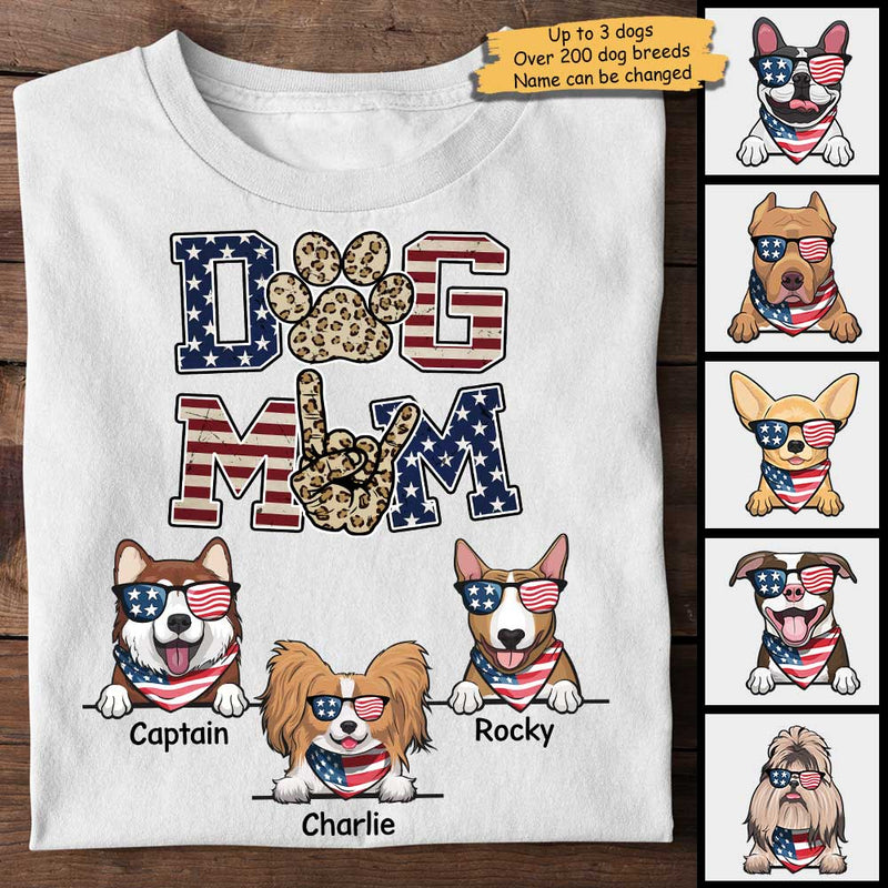 Dog Mom American Leopard - Gift For 4th Of July, Personalized Unisex T-Shirt