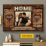 Home Is Where The Heart Is - Upload Image, Gift For Couples, Husband Wife - Personalized Horizontal Poster