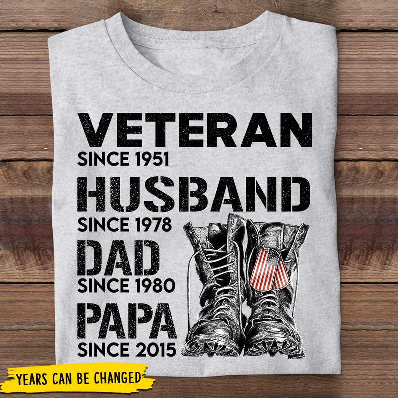 Veteran Dad Since - Gift For 4th Of July - Personalized Unisex T-Shirt