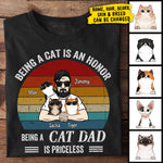 Being Cat Dad Is Priceless Cool Peeking Cats - Personalized Unisex T-Shirt, Father's Day Gift, Custom Gift For Cat Lovers