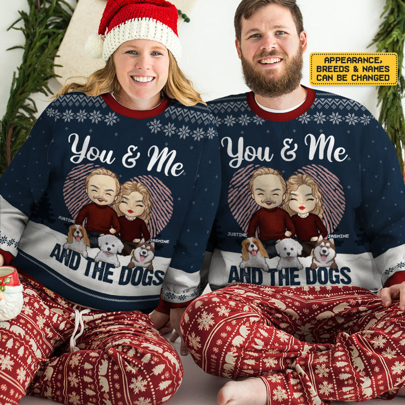You & Me - Personalized Custom Unisex Ugly Christmas Sweatshirt, Wool Sweatshirt, All-Over-Print Sweatshirt - Gift For Couple, Husband Wife, Anniversary, Engagement, Wedding, Marriage Gift, Christmas Gift