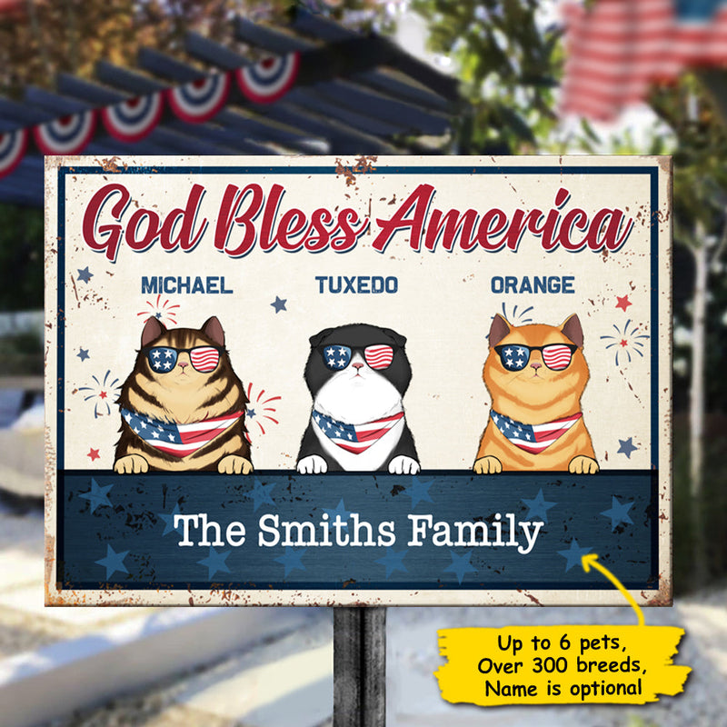 God Bless America - 4th Of July Funny Personalized Pet Metal Sign (Cat & Dog)