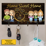 Home Sweet Home - Personalized Key Hanger, Key Holder - Gift for Couples Husband Wife 4-5 Key Hooks Wooden Decorative Family Sign with Hooks Key Holder for Wall Decorative (Man-Woman)