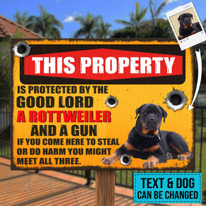 Custom Dog Upload Image, This Property Is Protected - Gift For Dog Lovers, Personalized Metal Sign.