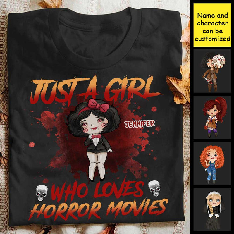Just A Girl Love Horror Movies - Personalized Unisex T-Shirt