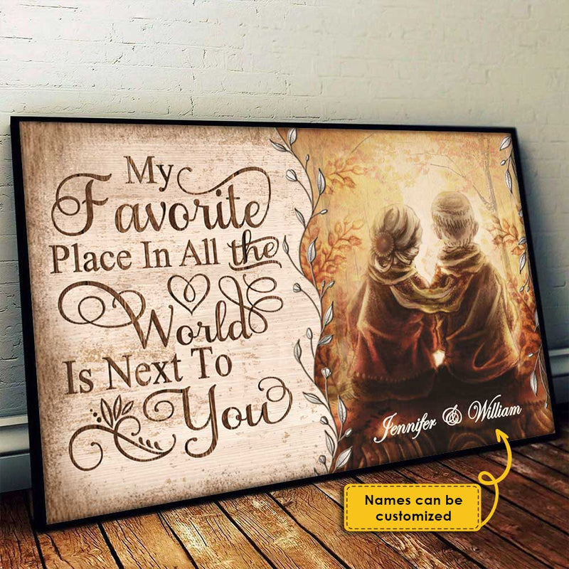 My Favorite Place Is Next To You - Upload Image, Personalized Horizontal Poster