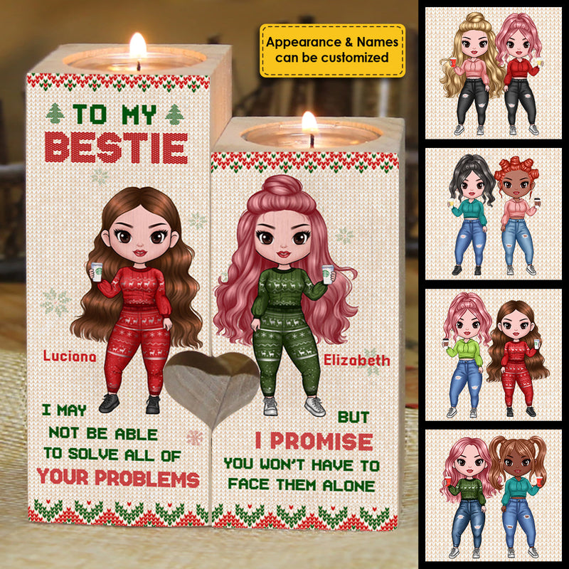 To My Bestie - I Promise To Help You Solve Your Problems - Personalized Candle Holder