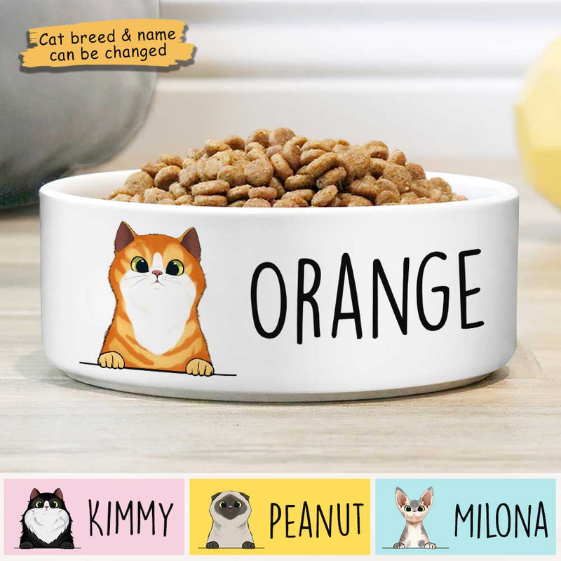 Solid Color, Gift For Cat Lovers - Personalized Custom Ceramic Cat Bowls